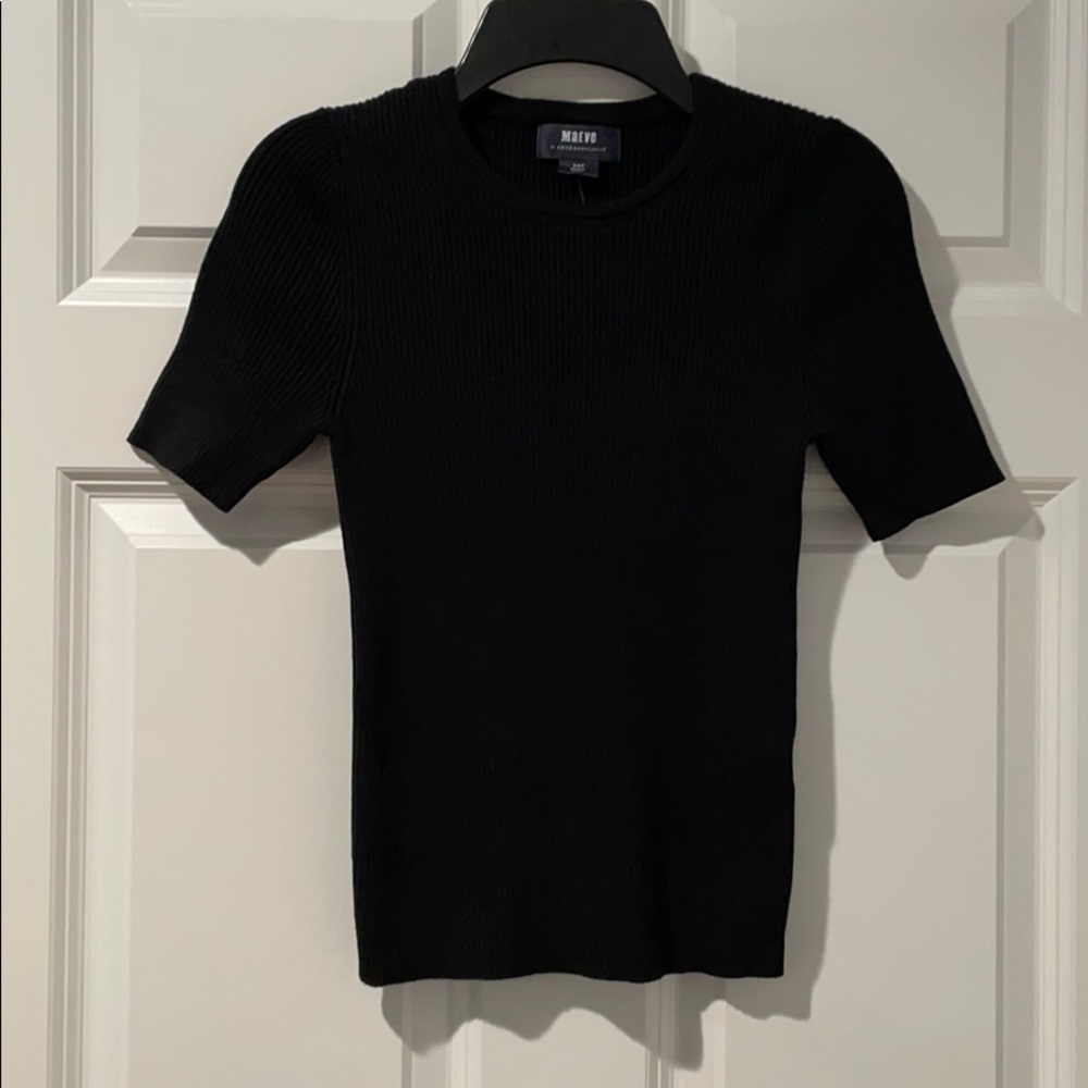 Maeve by Anthropologie Black Knit Top Size XSP NWT